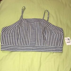 Blue and white striped crop top